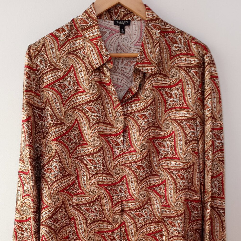 'Talbots' 100% Silk Blouse Size 18 Abstract Paisley